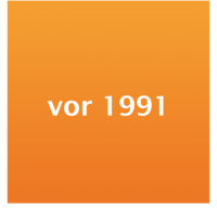 Icon mit Schriftzug vor 1991 auf orangenem Hintergrund