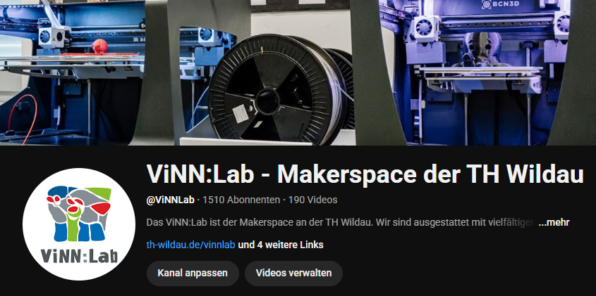 das Bild zeigt die Online Präsenz des ViNN:Lab auf YouTube