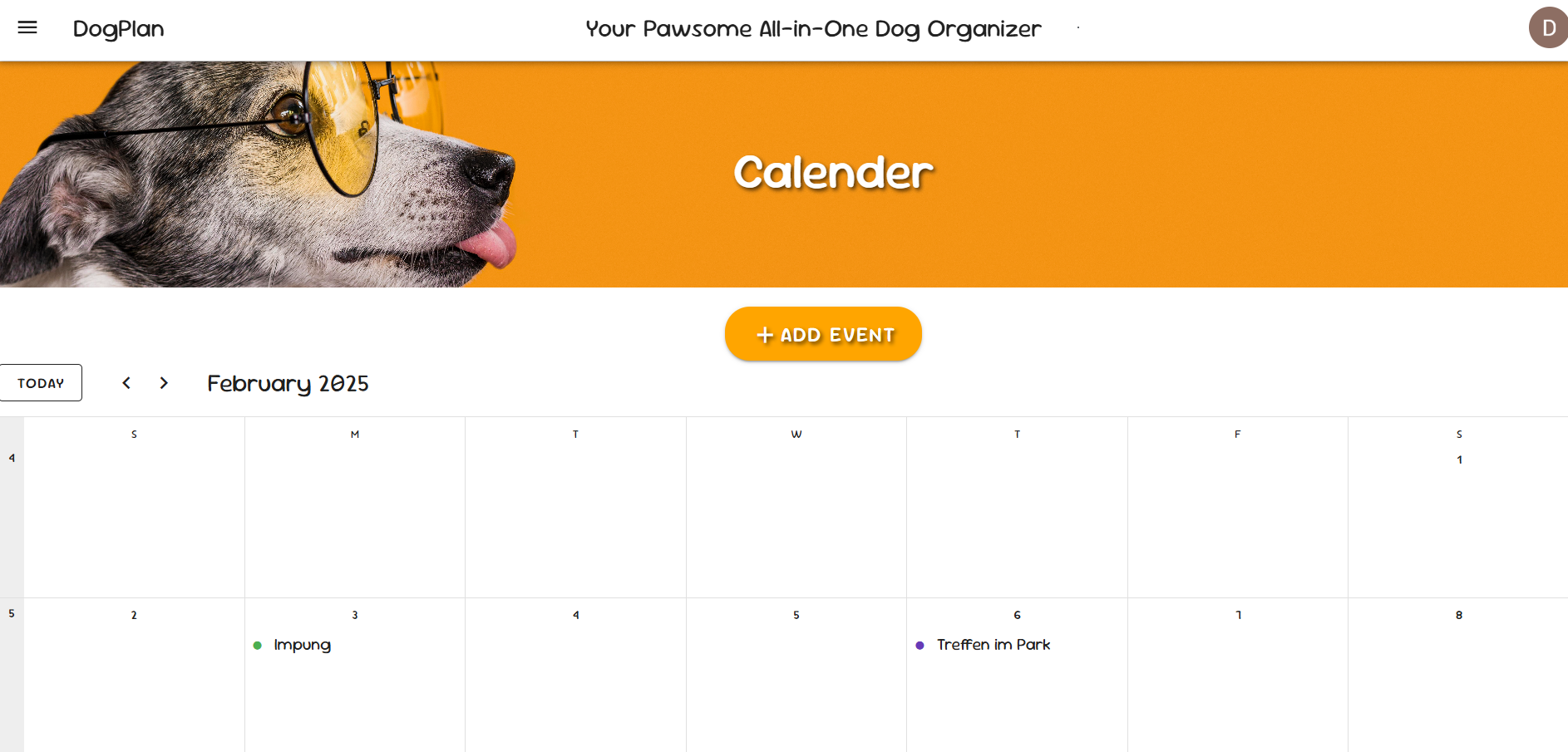 Screenshot des Kalender