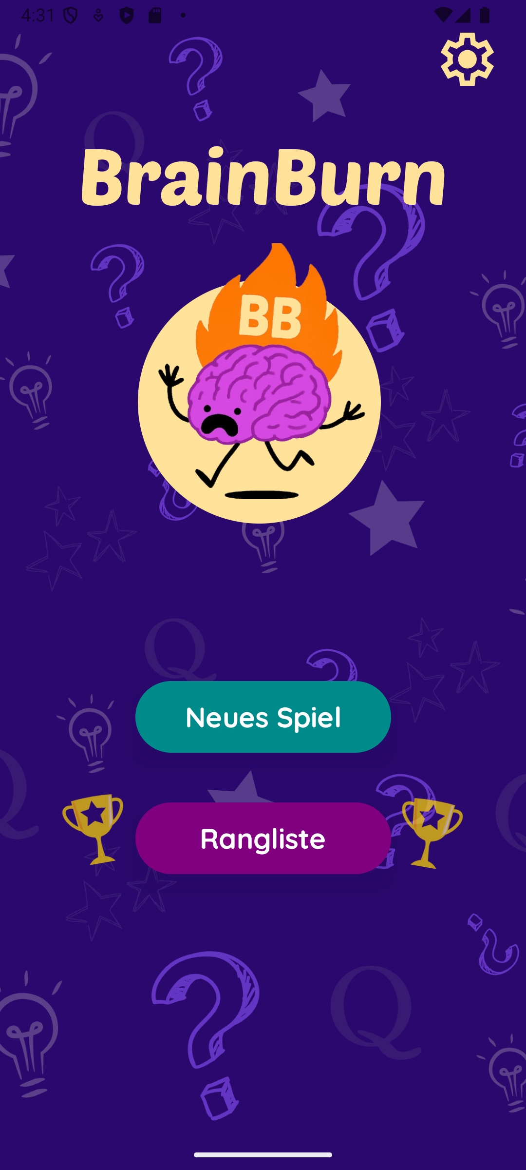 Startbildschirm der App