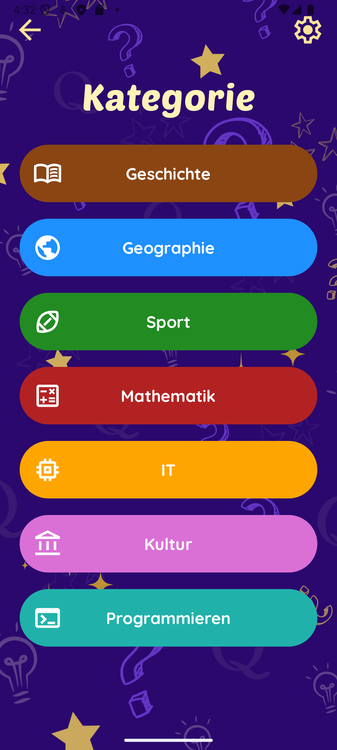 Kategoriewahl in der App