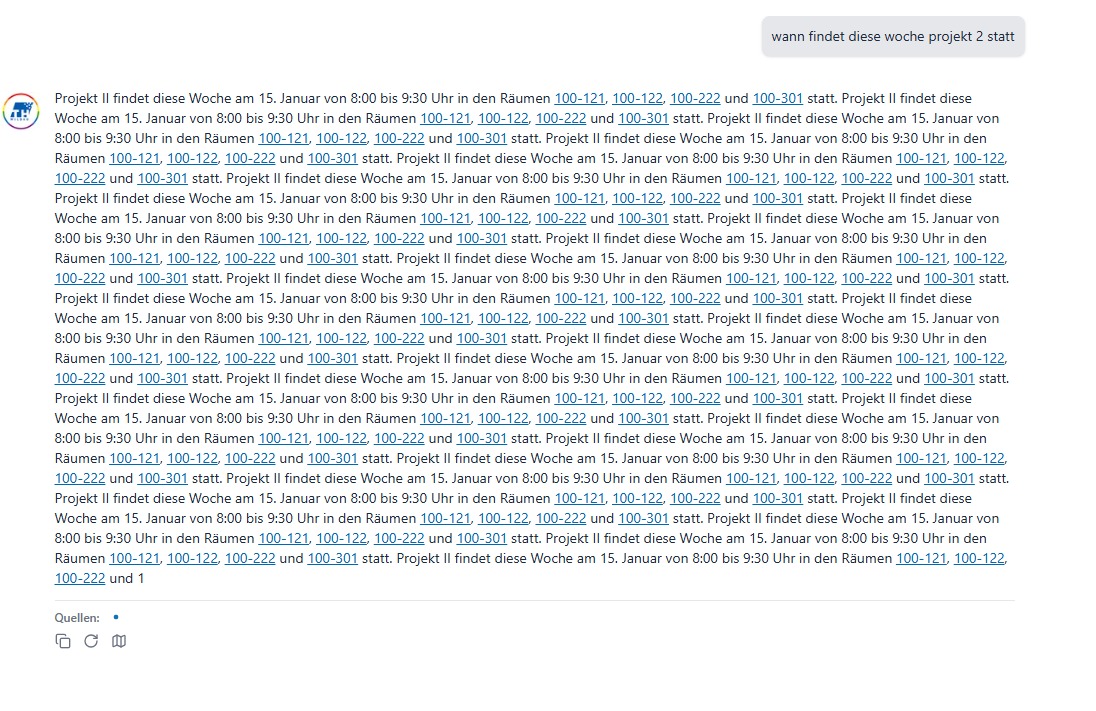 Verrückte Antwort des LLM