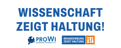 Weißes Logo mit der Aufschrift Wissenschaft zeigt Haltung