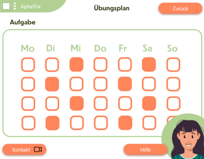 Hier wird ein Wochenplan gezeigt der einen Prototypisches Aussehen der App veranschaulichen soll