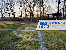 Jubiläumslauf Otto-Franke-Stadion Wildau mit Logo 30-Stunden-Lauf