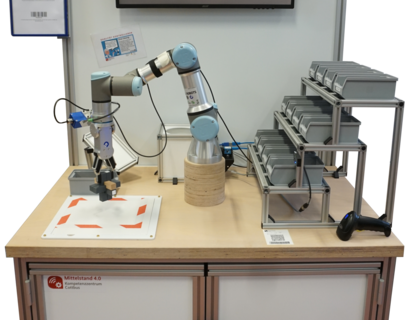 KI gesteuerter kollaborierender Roboter bei der Arbeit am Beispiel einer Pick‘n’Place Anwendung mit Bauteilidentifizierung und Lagermanagement 