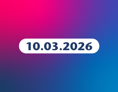 Bunte Kachel mit Datum 10. März 2026