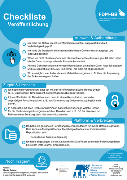 Checkliste für die Veröffentlichung von Forschungsdaten