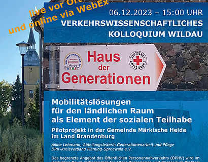 Ankündigungsplakat für das Verkehrswissenschaftliche Kolloquium Wildau am 06.12.2023