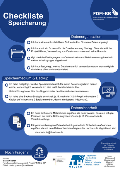 Checkliste für die Speicherung von Forschungsdaten