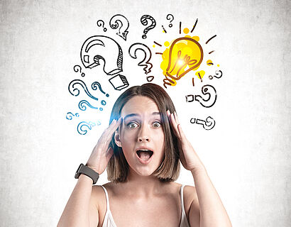 Shocked young woman looking for answers