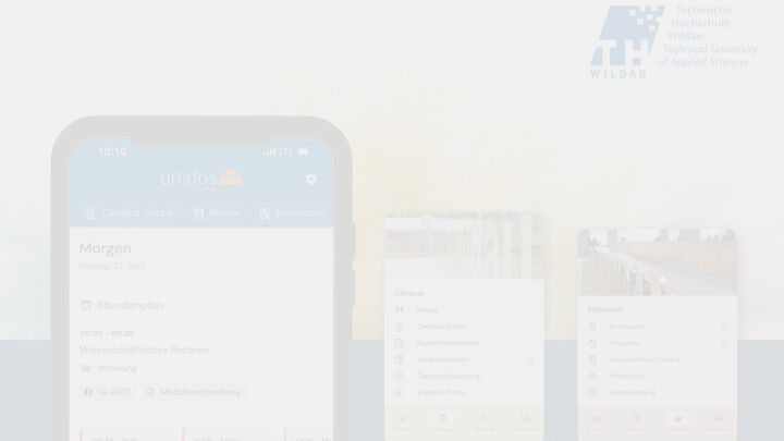 Darstellung einer Oberfläche der neuen Campusapp UNIDOS