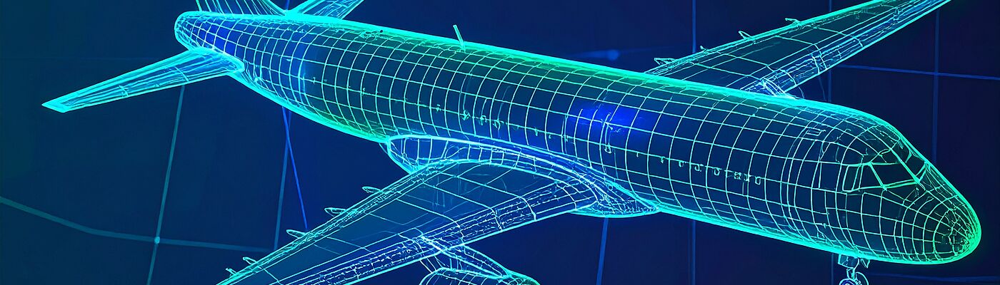 schematische Zeichnung eines Flugzeugs