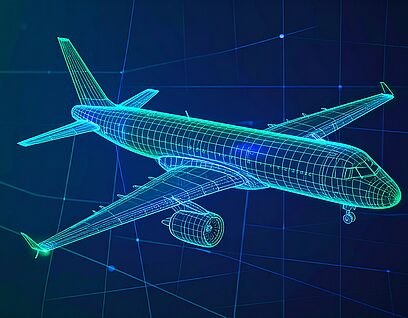 schematische Zeichnung eines Flugzeugs