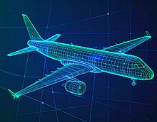 schematische Zeichnung eines Flugzeugs