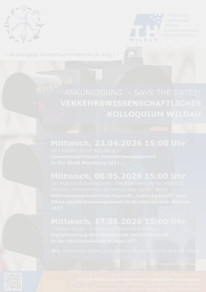 Verkehrswissenschaftliches Kolloquium Ankündigung Sommersemester 2026