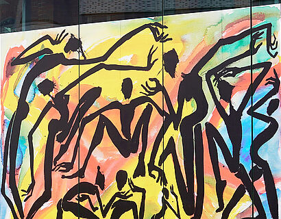 Buntes Bild mit abstrakten Personen-Silhouetten