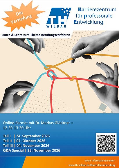 Poster zum Lunch & Learn zu Berufungsthemen.