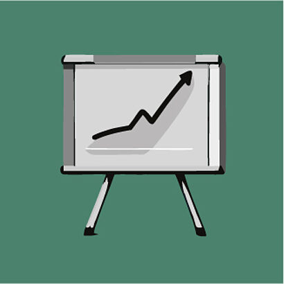 Schwarz-weiße Grafik eines Whiteboards auf grünem Hintergrund.