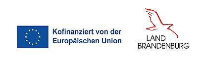 die beiden Förderlogos des Projektes "Kofinanziert von der Europäischen Union" und "Land Brandenburg"