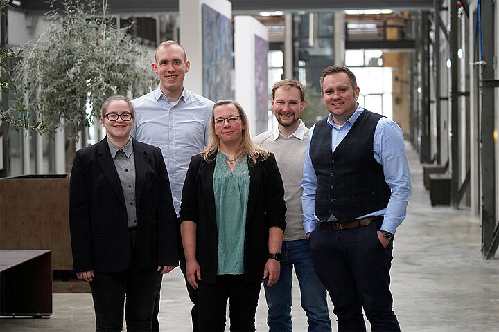Das Team (v.l.): Jeannette Amrhein, Janik Hopf, Janine Breithecker, Paul Worrmann, Prof. Alexander Köthe