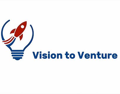 Logo mit einer rot-blauen Rakete