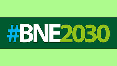 Logo Bildung für nachhaltige Entwicklung mit der Aufschrift #BNE2030