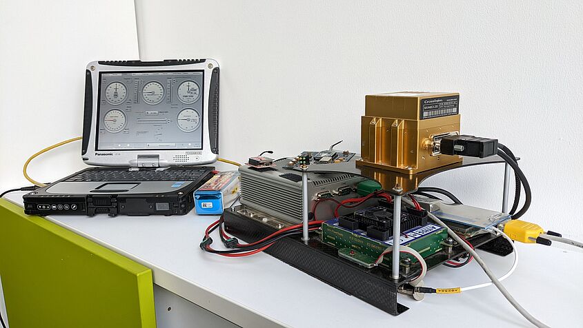 Flugmessanlage „MACS“ mit ihren Komponenten, einem Sensornetzwerk, das vom Fachgebiet für Luftfahrttechnik für die Vermessung von bemannten und unbemannten Kleinflugzeugen konzipiert wurde.