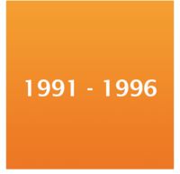 Icon 1991 bis 1996 auf orangenem Hintergrund