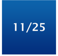 Schriftzug 11/25 auf blauem Hintergrund