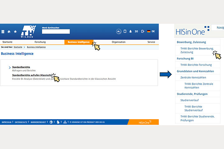 Standardberichte im BI-Portal