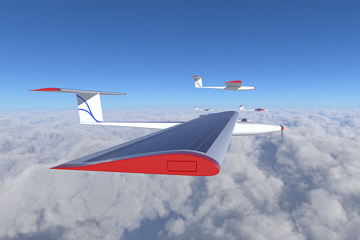 Seitenansicht der Verbundflugzeuge in der Luft