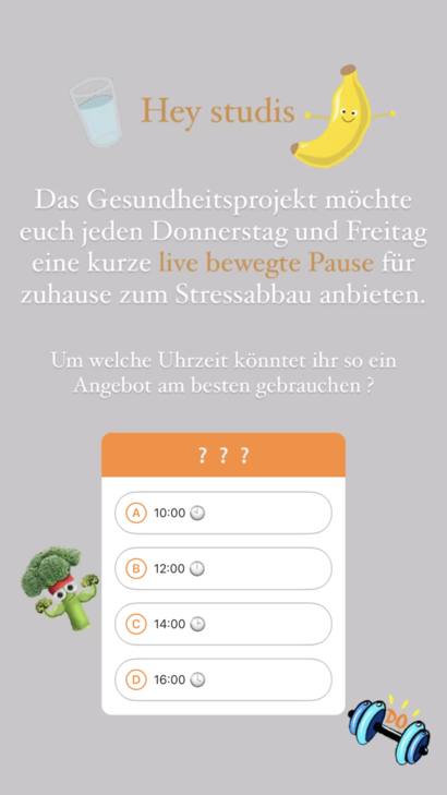 Umfrage Studis Live Bewegte Pause