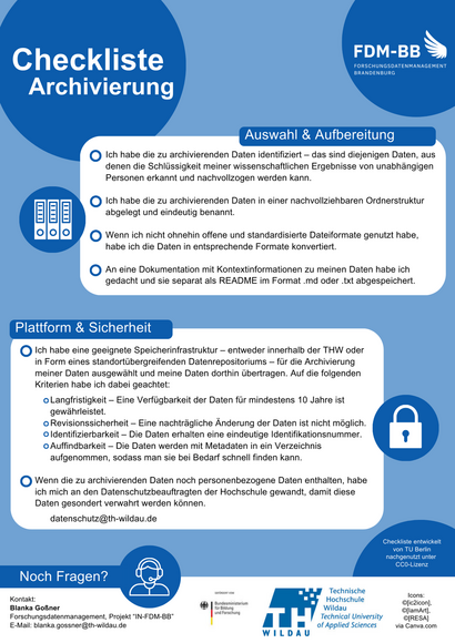 Checkliste für die Archivierung von Forschungsdaten