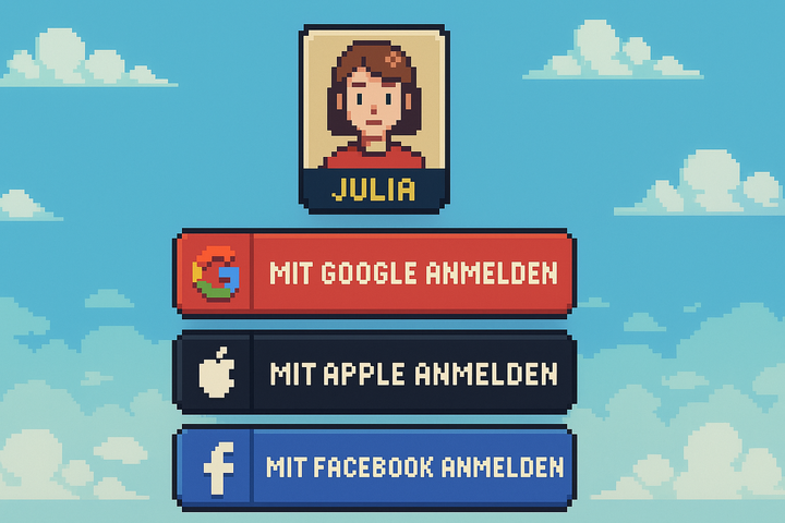 Screenshot von WSF x Gewichtswahnsinnmit einem weiblichen Avatar und verschiedenen Auswahlbuttons