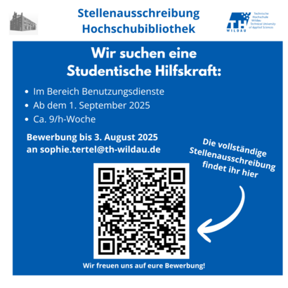 Informationen über eine Stellenausschreibung der Hochschulbibliothek
