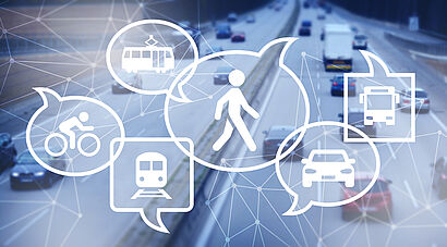 Sprechblasen mit Verkehrsmitteln mit Verkehrshintergrund