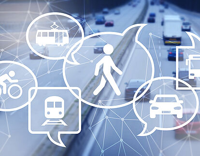 Sprechblasen mit Verkehrsmitteln mit Verkehrshintergrund