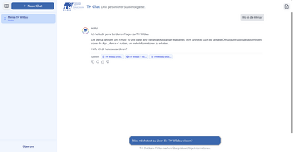 Screen mit dem TH Chat - Der Studienberater der TH Wildau