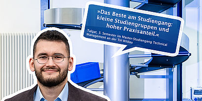 Collage mit Bild von Studenten im Intralogistik-Labor