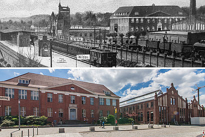 Collage aus altem Industriegelände und neuem Campus 