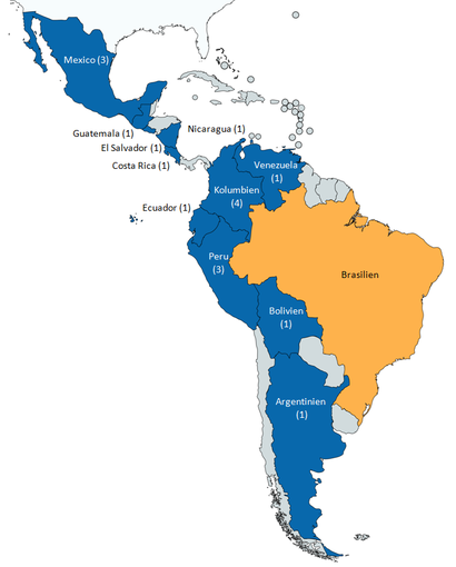 Kooperation TH Wildau Lateinamerika Übersichtskarte