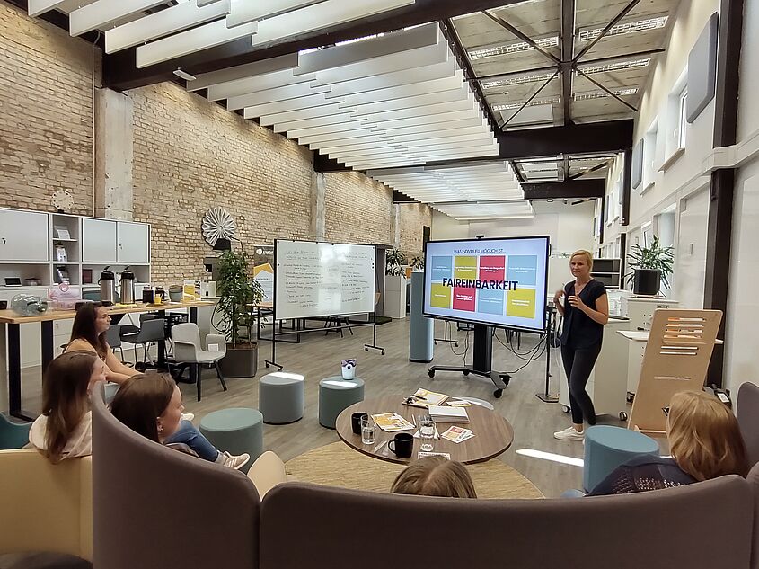 IMG 20240610 114817646 HDR Teilnehmerinnen & Coachin bei einem Worshop am 2. Women´s Entrepreneurship Day im Opp:Lab