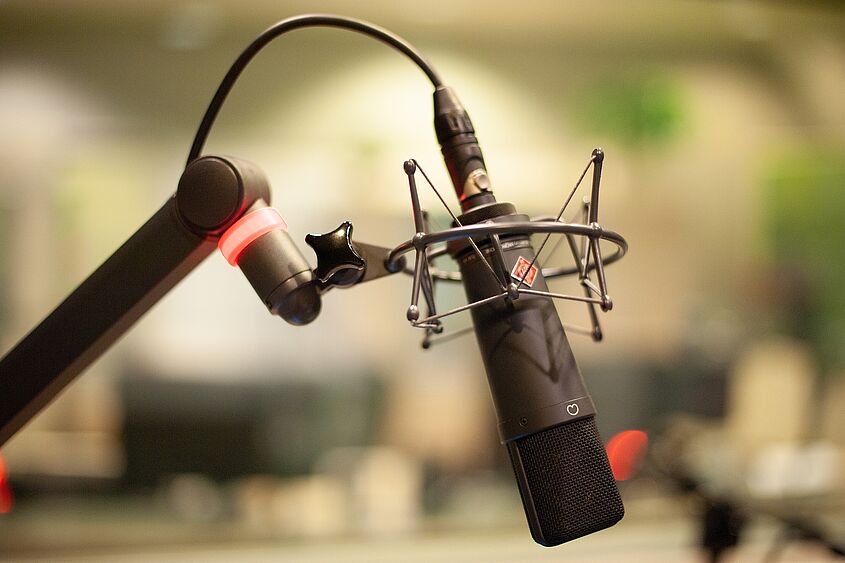 Interview Praesidentin Hitradio SKW Radio-Mikrofon im Studio