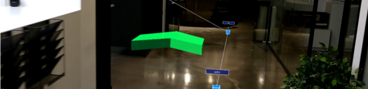 Bild mit simulierte Navigation aus einer Datenbrille aus dem Projekkt MFAR LOGPRO