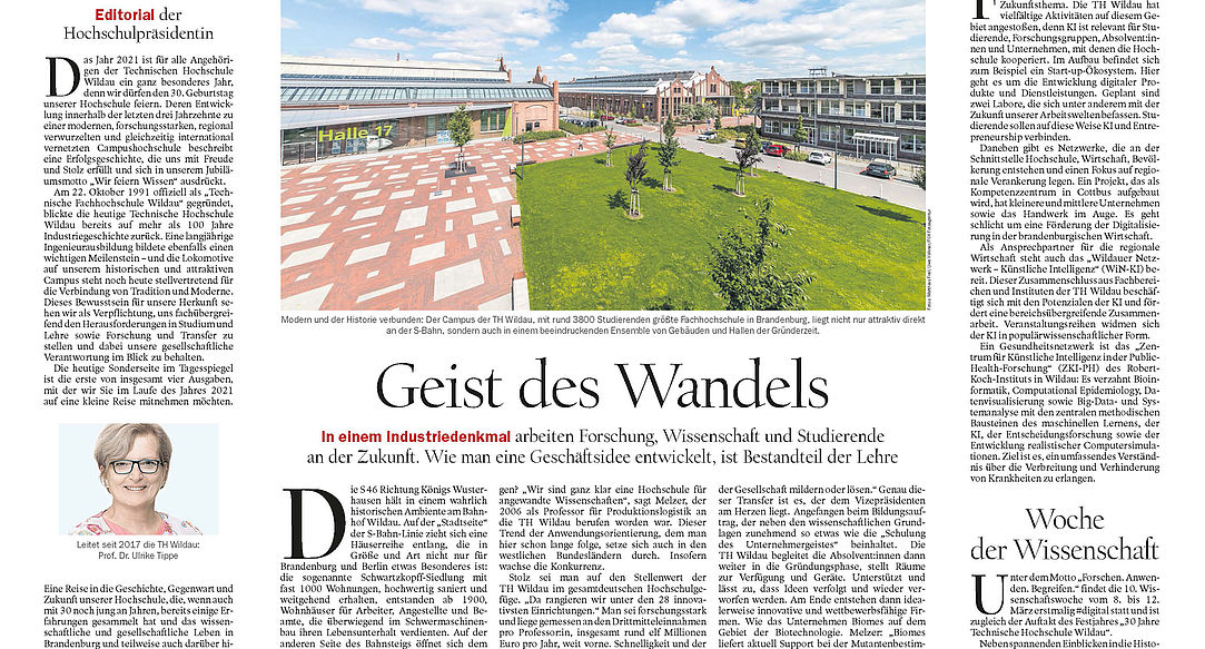 Tagesspiegel-Sonderbeilage Erste Tagesspiegel-Sonderbeilage anlässlich 30 Jahre TH Wildau