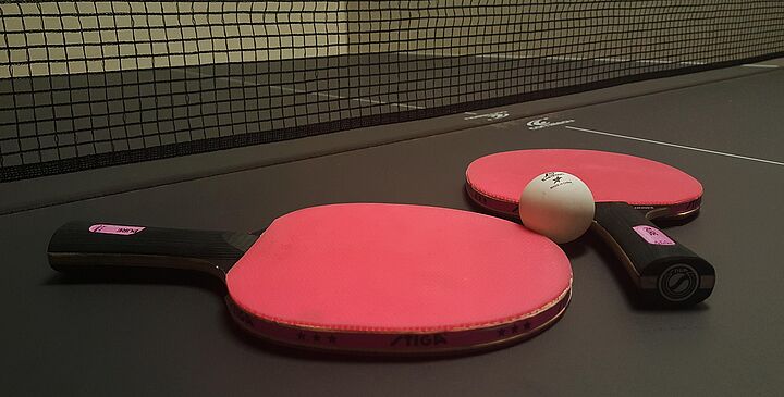 Tischtennisschläger auf Platte