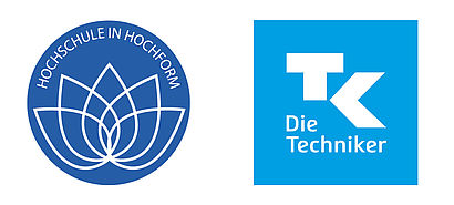 Hochschule in Hochform und TK Logo Banner