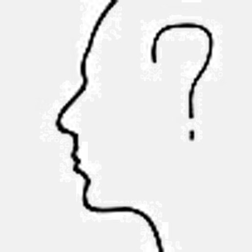 gezeichnetes Seitenprofil eines Kopfes mit Fragezeichen
