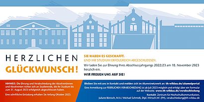 Rückseite Flyer für die Verabschiedung der Absolventinnen und Absolventen 2022/2023
